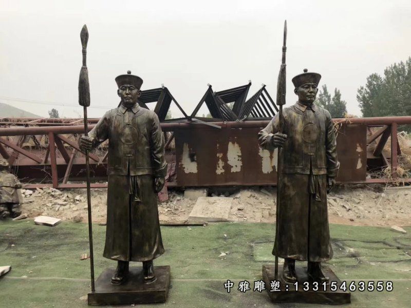 古代打仗士兵铜雕 
