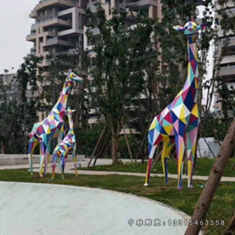 长颈鹿不锈钢动物雕塑