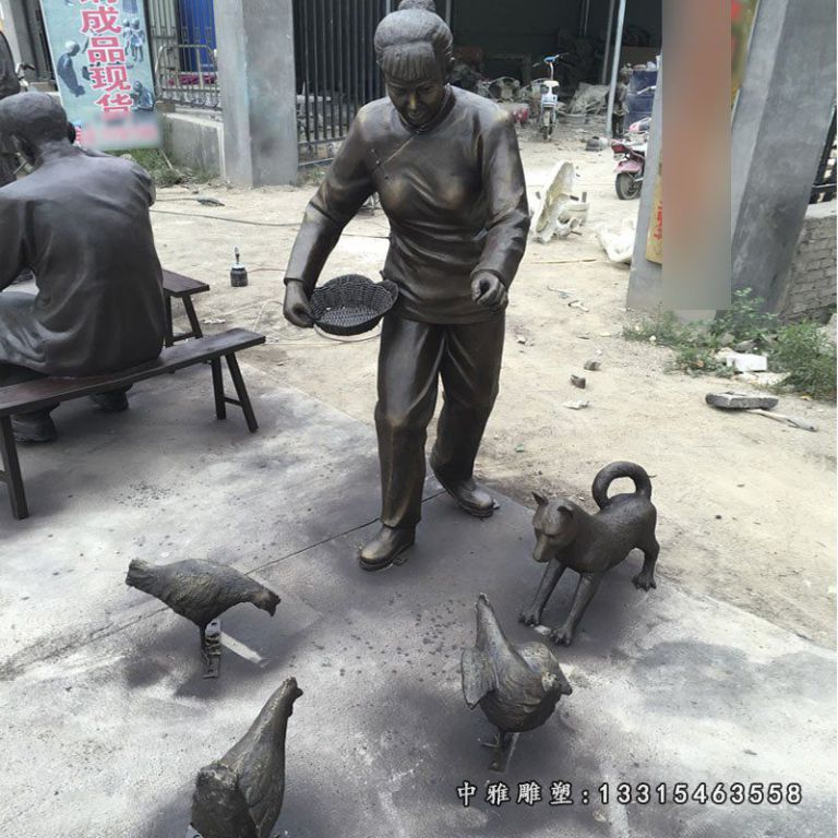 铜雕动物鸡雕塑