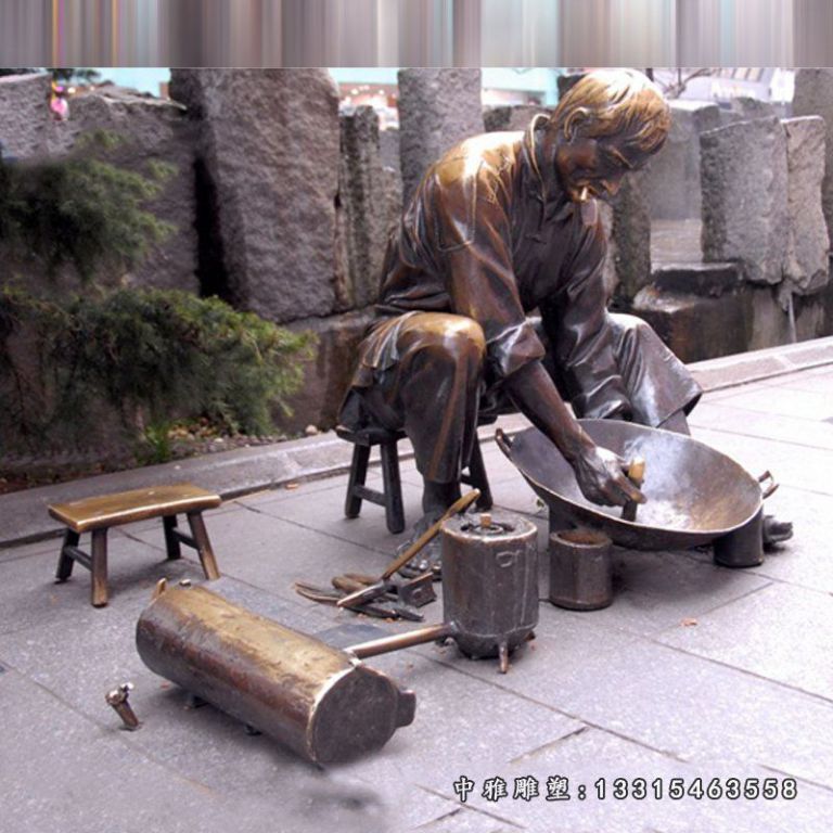商业街铜雕民俗人物