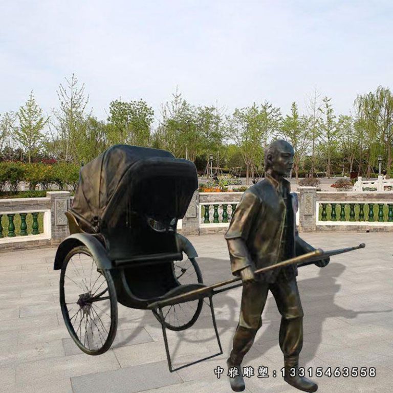 铜雕商业街车夫