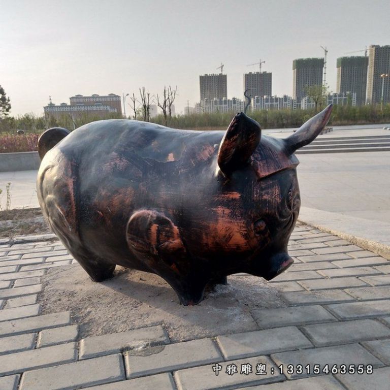 铜雕动物小猪摆件