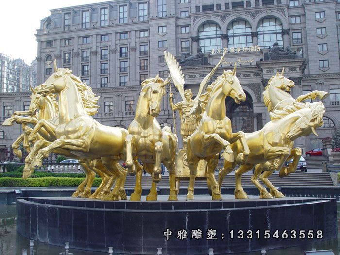 广场铜雕阿波罗战车雕塑