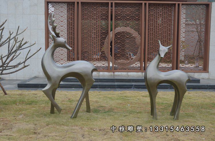 铜雕公园抽象小鹿