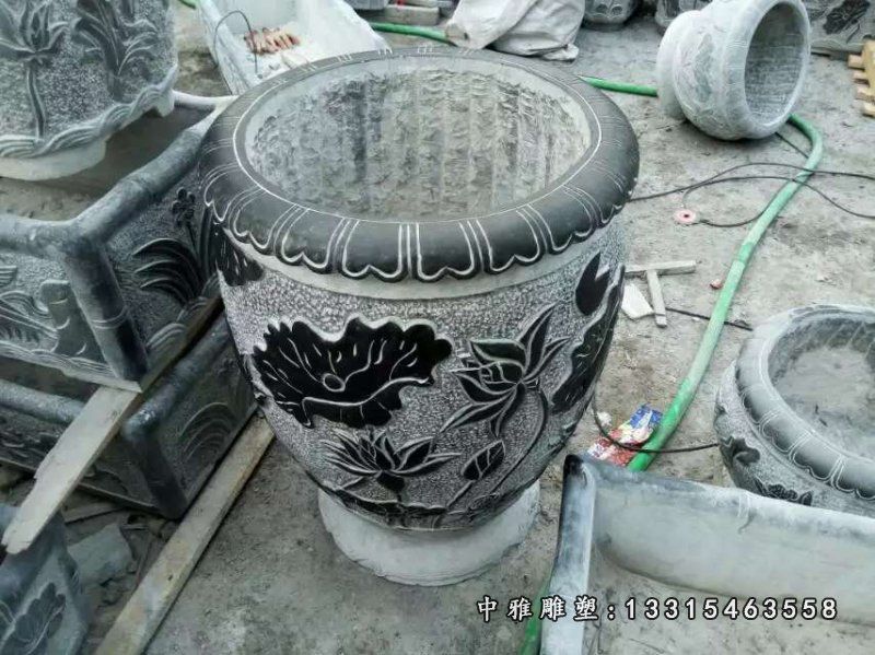 仿古石雕花盆