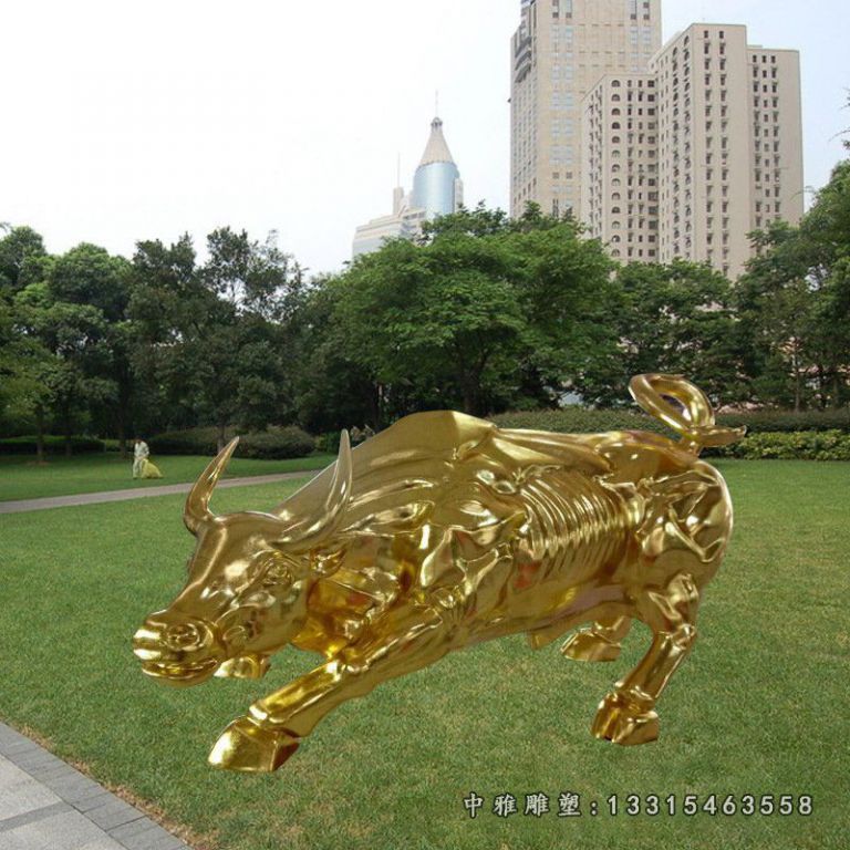 不锈钢广场动物牛雕塑