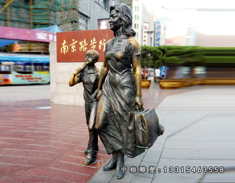 商场铜雕购物人物雕像
