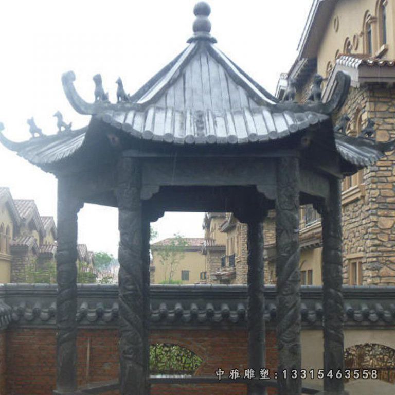 青石仿古凉亭雕塑