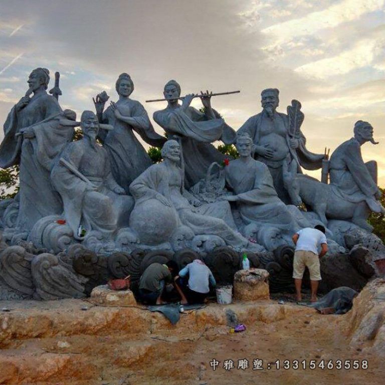 石雕八仙过海城市雕塑
