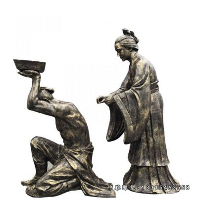 广场铜雕岳母刺字