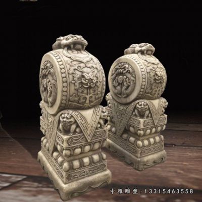 石雕宅门动物抱鼓石