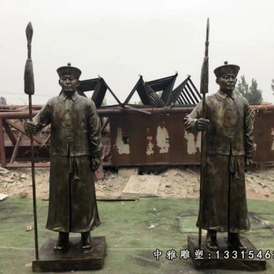 古代打仗士兵铜雕 