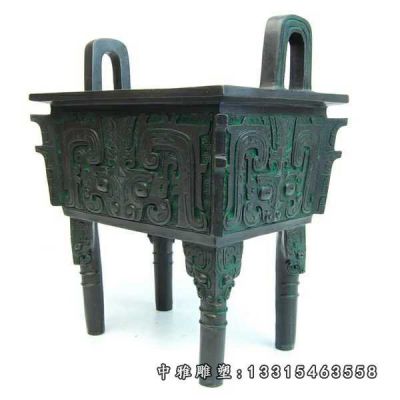 铜雕寺庙四足鼎