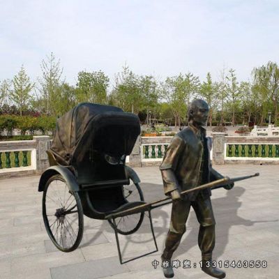 铜雕商业街车夫