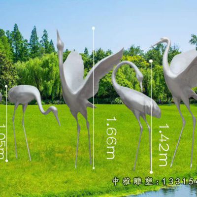 不锈钢广场仙鹤雕塑