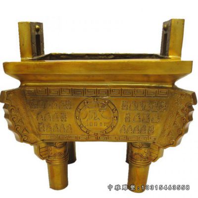 铜雕寺庙四足鼎