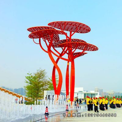 大型不锈钢景观树雕塑