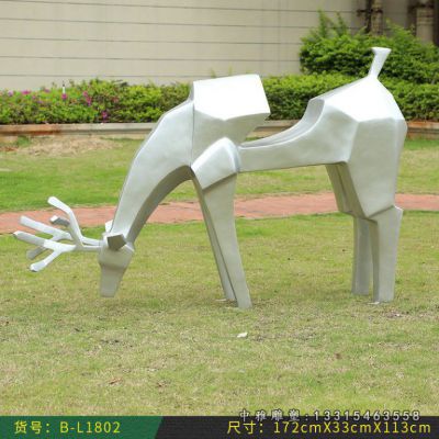 几何不锈钢小鹿雕塑