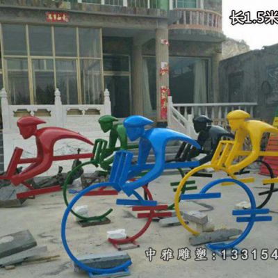 不锈钢抽象骑车人物雕像