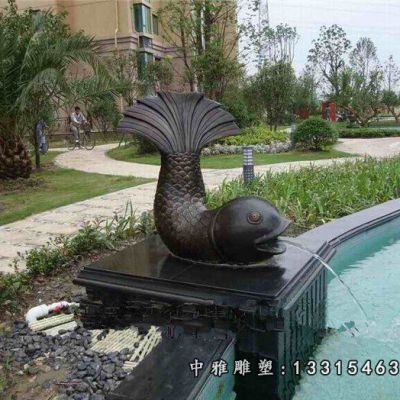 铜雕小区喷泉鱼