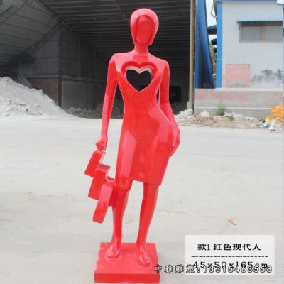 不锈钢现代人物购物雕塑