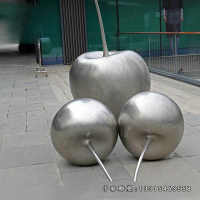 广场不锈钢苹果雕塑