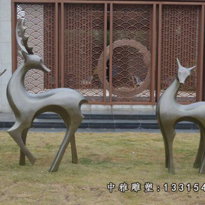 铜雕公园抽象小鹿