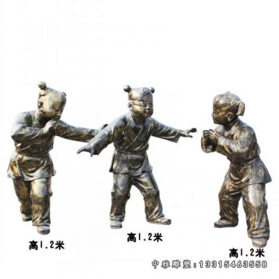 古代捉迷藏儿童铜雕