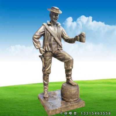 园林铜雕喝酒人物