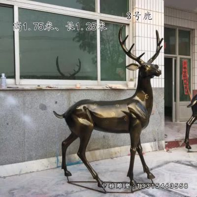 铜雕动物梅花鹿 