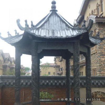 青石仿古凉亭雕塑