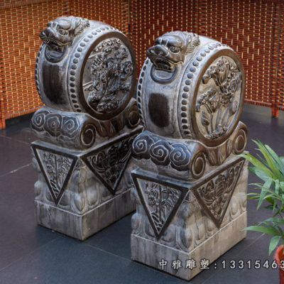 青石抱鼓石景观雕塑