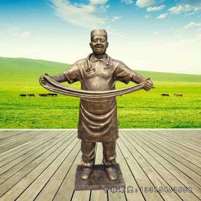 铜雕拉面人物雕塑