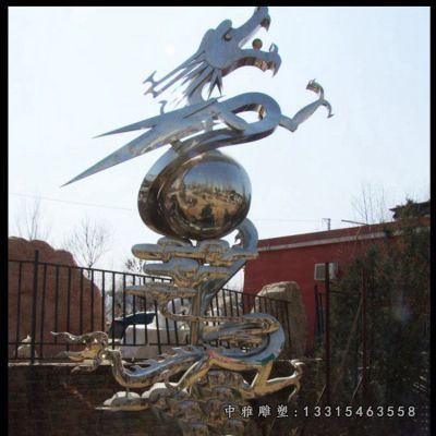 不锈钢抽象龙雕塑