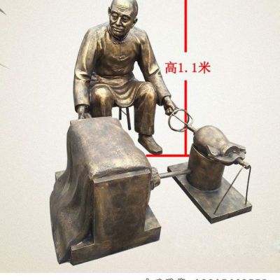 铜雕爆米花民俗雕塑
