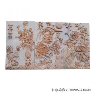 石浮雕富贵牡丹雕塑