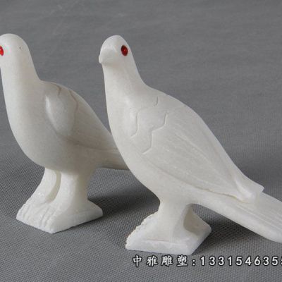 大理石鸽子动物雕塑
