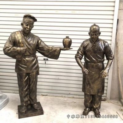铜雕店小二人物雕塑