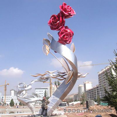 城市不锈钢花朵标志雕塑