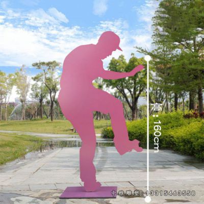 滑板不锈钢抽象人物雕塑