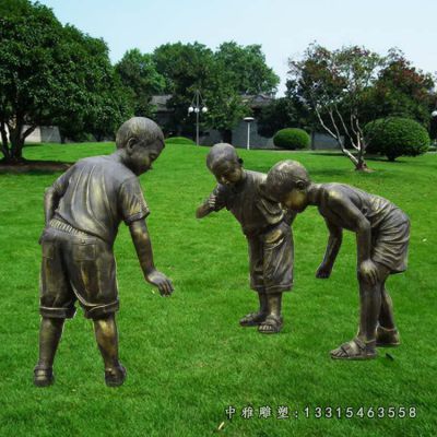园林铜雕打陀螺雕塑