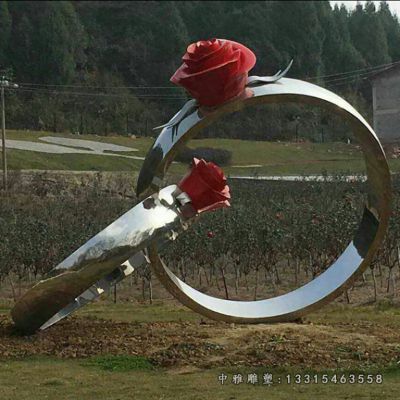 不锈钢戒指景观雕塑