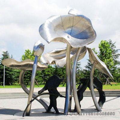 不锈钢广场荷花雕塑