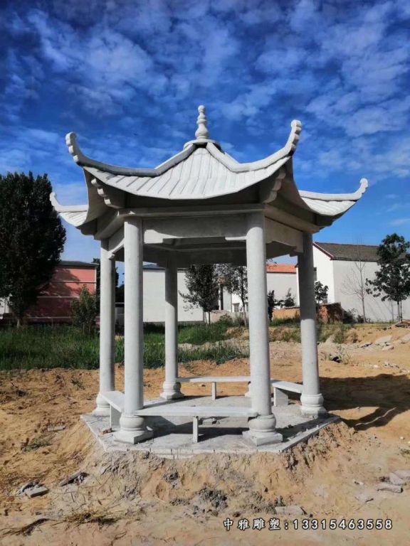 石雕园林六角凉亭