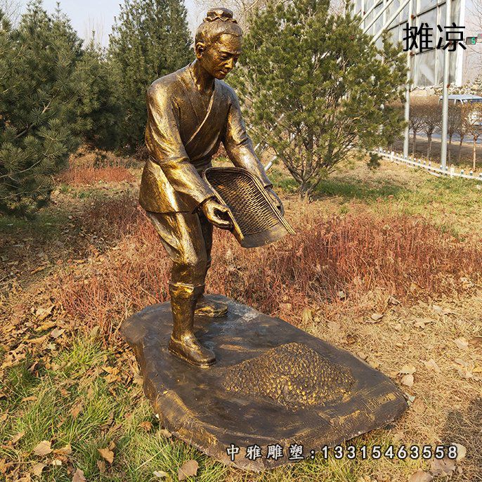铜雕茶文化主题人物像