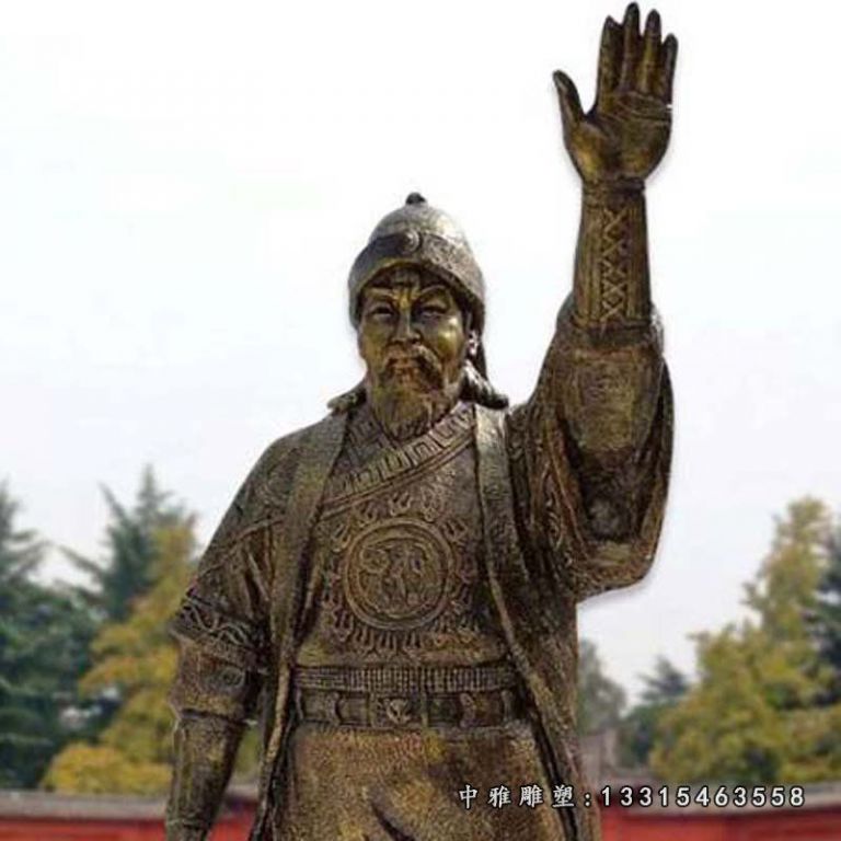 挥手成吉思汗铜雕