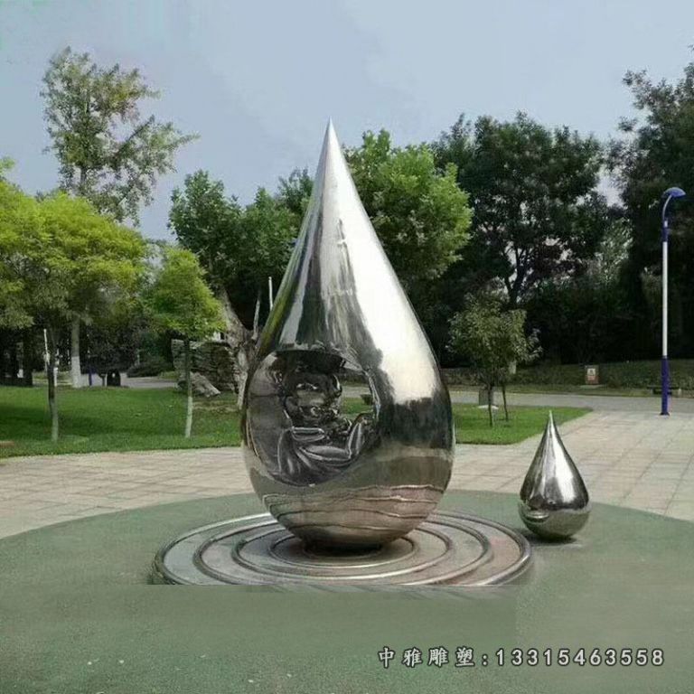 不锈钢镜面水滴雕塑