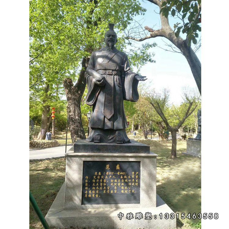 古代人物范蠡铜雕塑