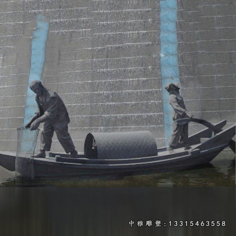 广场渔夫铜雕人物