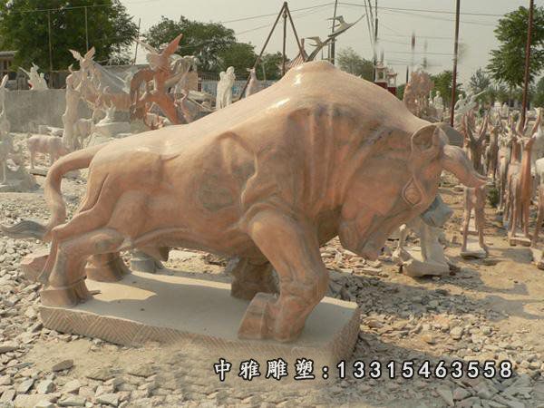 广场动物牛石雕